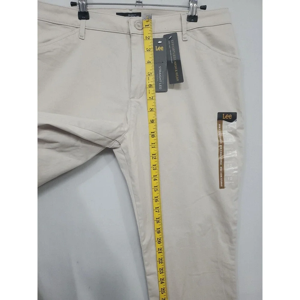 Lee Chino Pants‎ Relax Fit Women 12 Straight Leg Mid Rise Workwear Beige Khaki